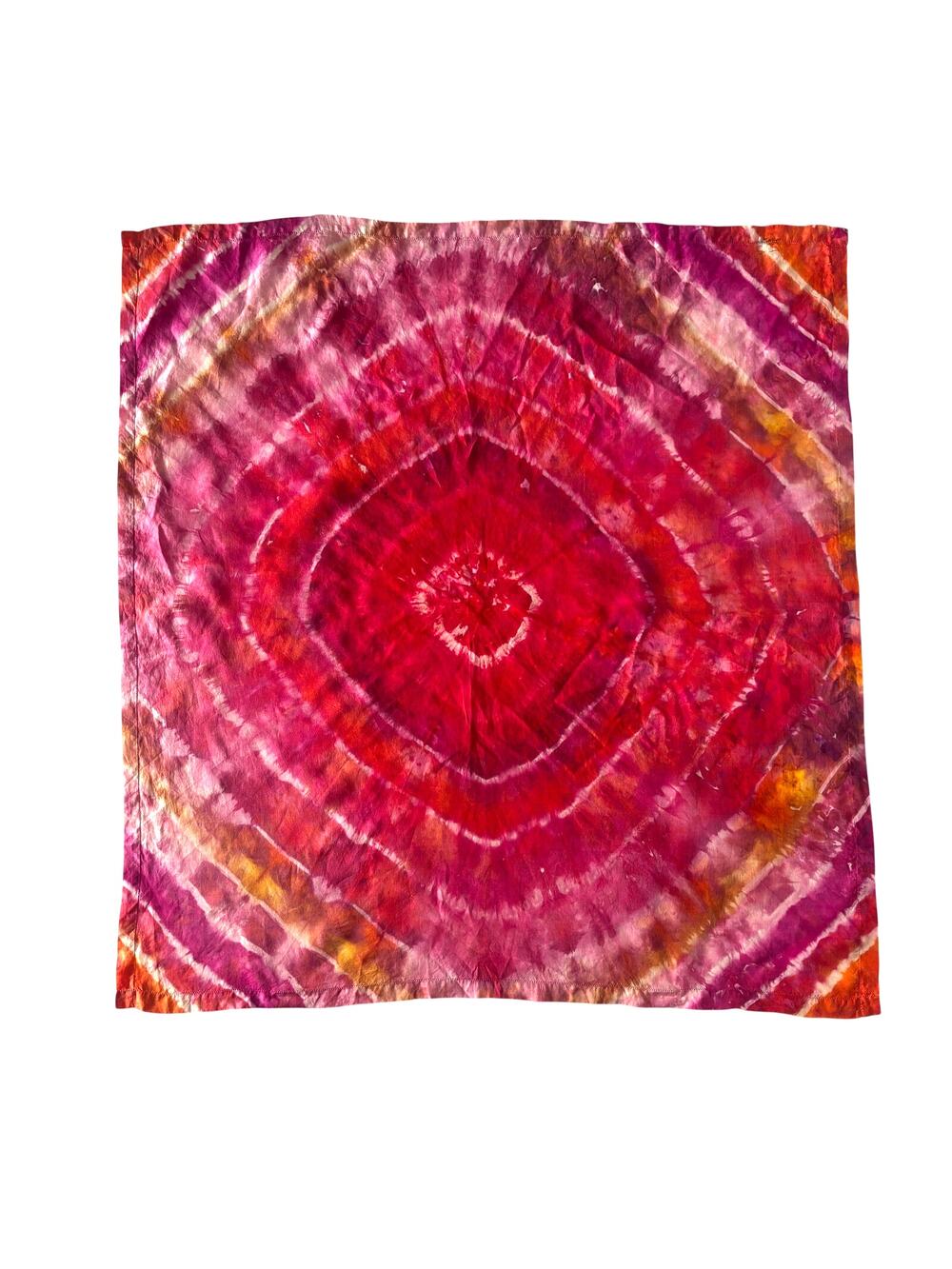 Vintage Hand Dyed Silk Scarf Pink Purple Orange 22 Inch Square Wearable Art